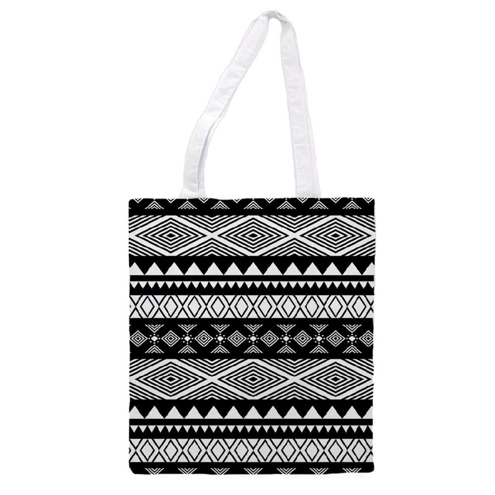 nacnic Bolsa Tote de tela | Diseño Geométrico Rombos Blanco y Negro | Tote Bag con asas largas multiusos reutilizable y ecológica Rebajas online