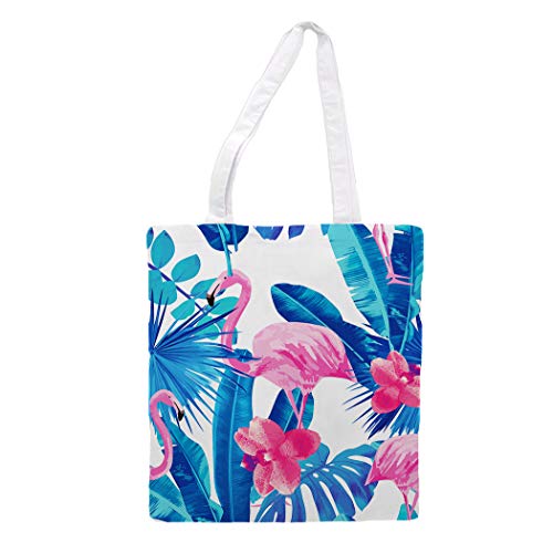 nacnic Bolsa Tote de tela | Diseño Flamenco Tropical | Tote Bag con asas largas multiusos reutilizable y ecológica Oferta especial