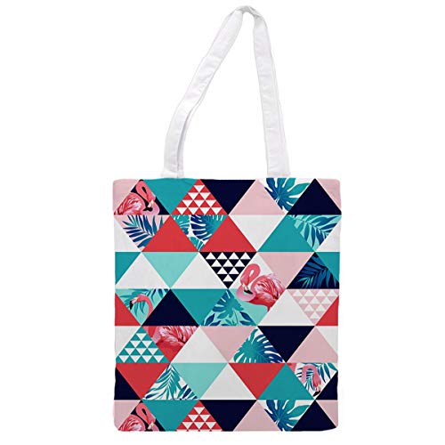 nacnic Bolsa Tote de tela | Diseño Flamenco Geométrico | Tote Bag con asas largas multiusos reutilizable y ecológica Envío gratis