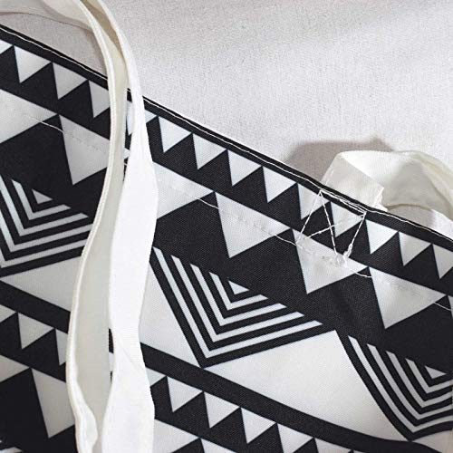 nacnic Bolsa Tote de tela | Diseño Geométrico Triángulos Blanco y Negro | Tote Bag con asas largas multiusos reutilizable y ecológica Últimos 3 días