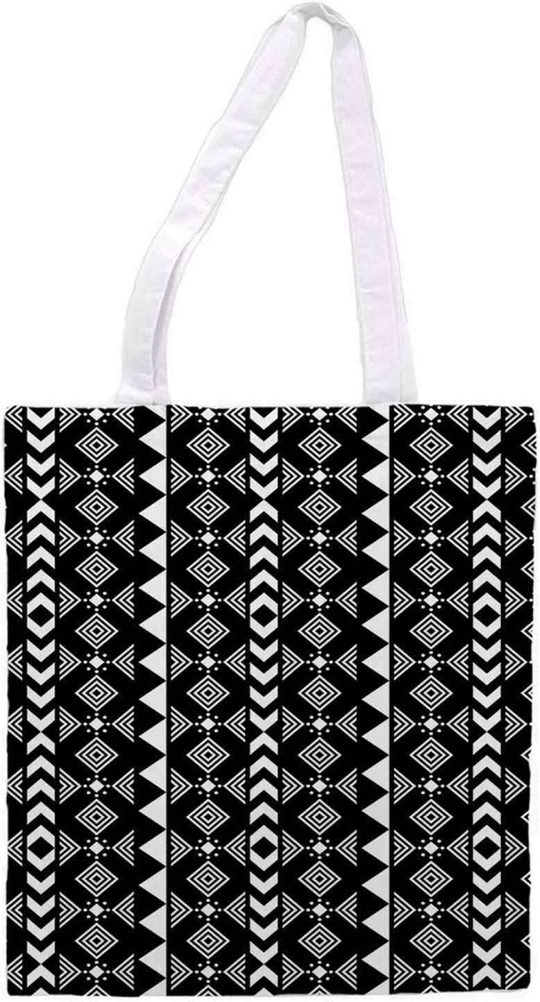 nacnic Bolsa Tote de tela | Diseño Geométrico Blanco y Negro | Bolso con asas largas multiusos reutilizable y ecológico ÚLTIMAS EDICIONES