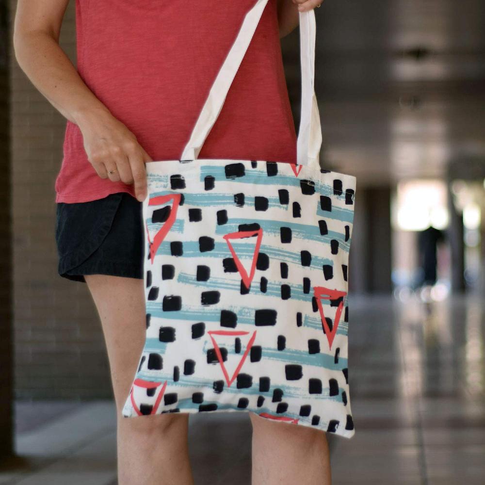 nacnic Bolsa Tote de tela | Diseño Geométrico Tribal | Bolso con asas largas multiusos reutilizable y ecológico Último día