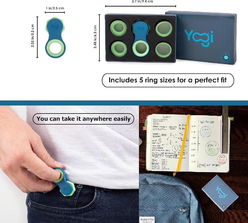 nacnic Yogi Juguete antiestrés hilanderos para Adultos Alivio de la ansiedad ADHD Add y Autismo Juguetes silenciosos para Adultos y niños Cinco tamaños de Anillos Paquete de 2 Ahorra y exporta