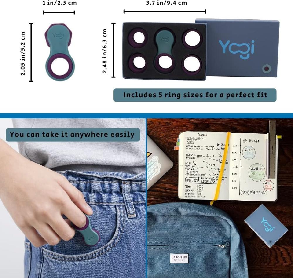 nacnic Yogi Juguete antiestrés hilanderos para Adultos Alivio de la ansiedad ADHD Add y Autismo Juguetes silenciosos para Adultos y niños Cinco tamaños de Anillos Paquete de 2 Libre de impuestos