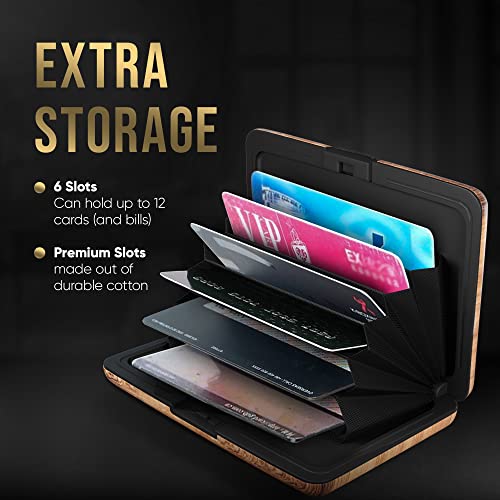 nacnic Cartera de Aluminio con Bloqueo RFID y Textura de Madera para Hombres y Mujeres Grandes ahorros