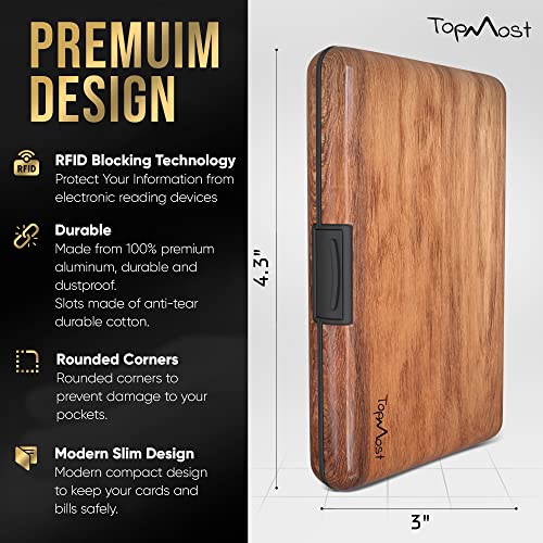 nacnic Cartera de Aluminio con Bloqueo RFID y Textura de Madera para Hombres y Mujeres Grandes ahorros