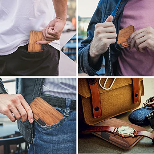 nacnic Cartera de Aluminio con Bloqueo RFID y Textura de Madera para Hombres y Mujeres Grandes ahorros