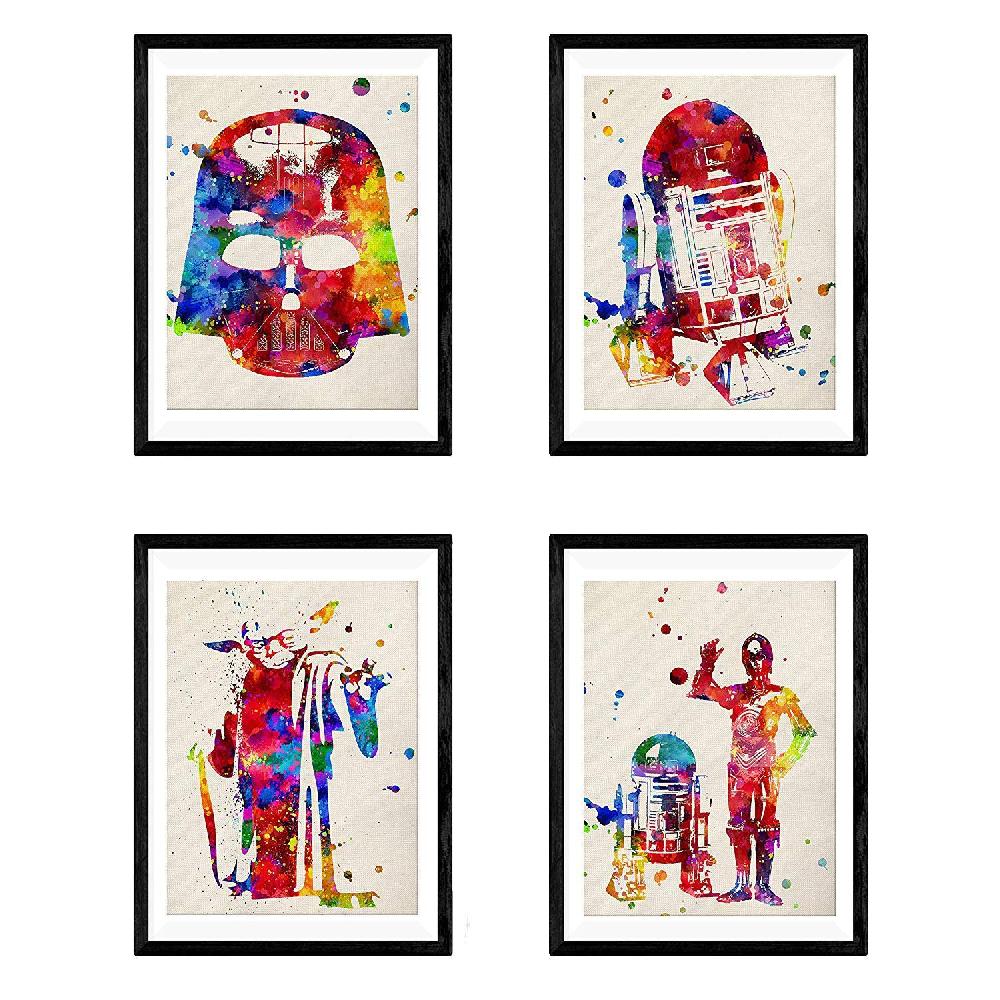 nacnic Set de 4 láminas STAR WARS estilo acuarela de Nacnic
