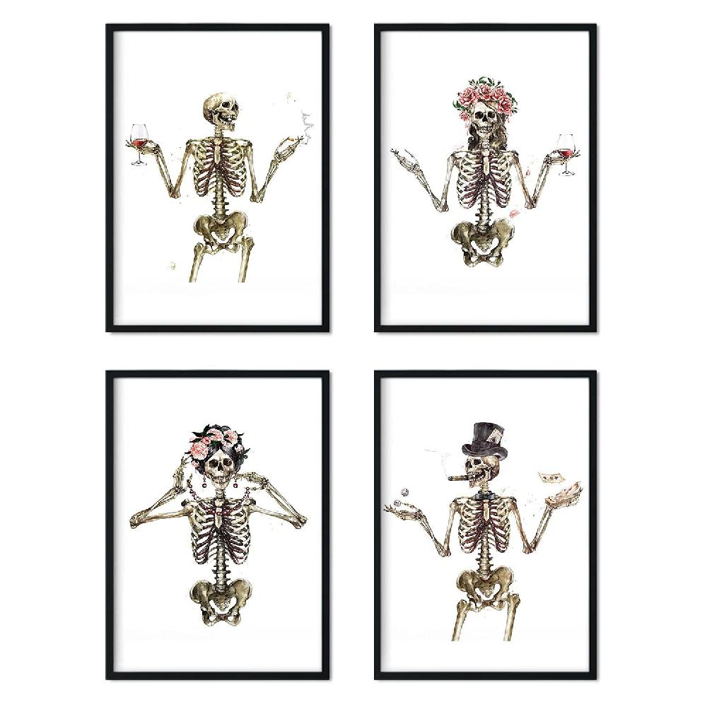 nacnic Set de 4 láminas Esqueletos con Disfraces