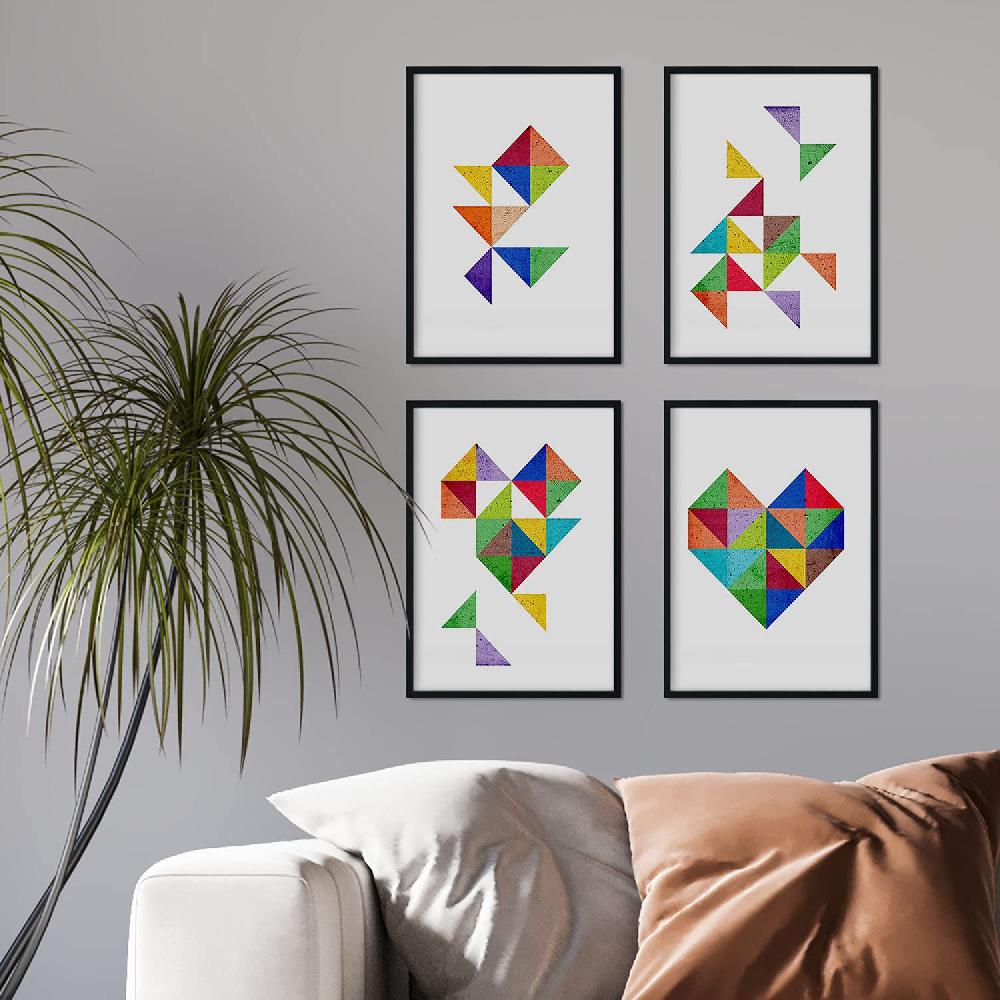 nacnic Set de 4 láminas geométricas de CORAZÓN estilo nordico Oferta especial de fábrica