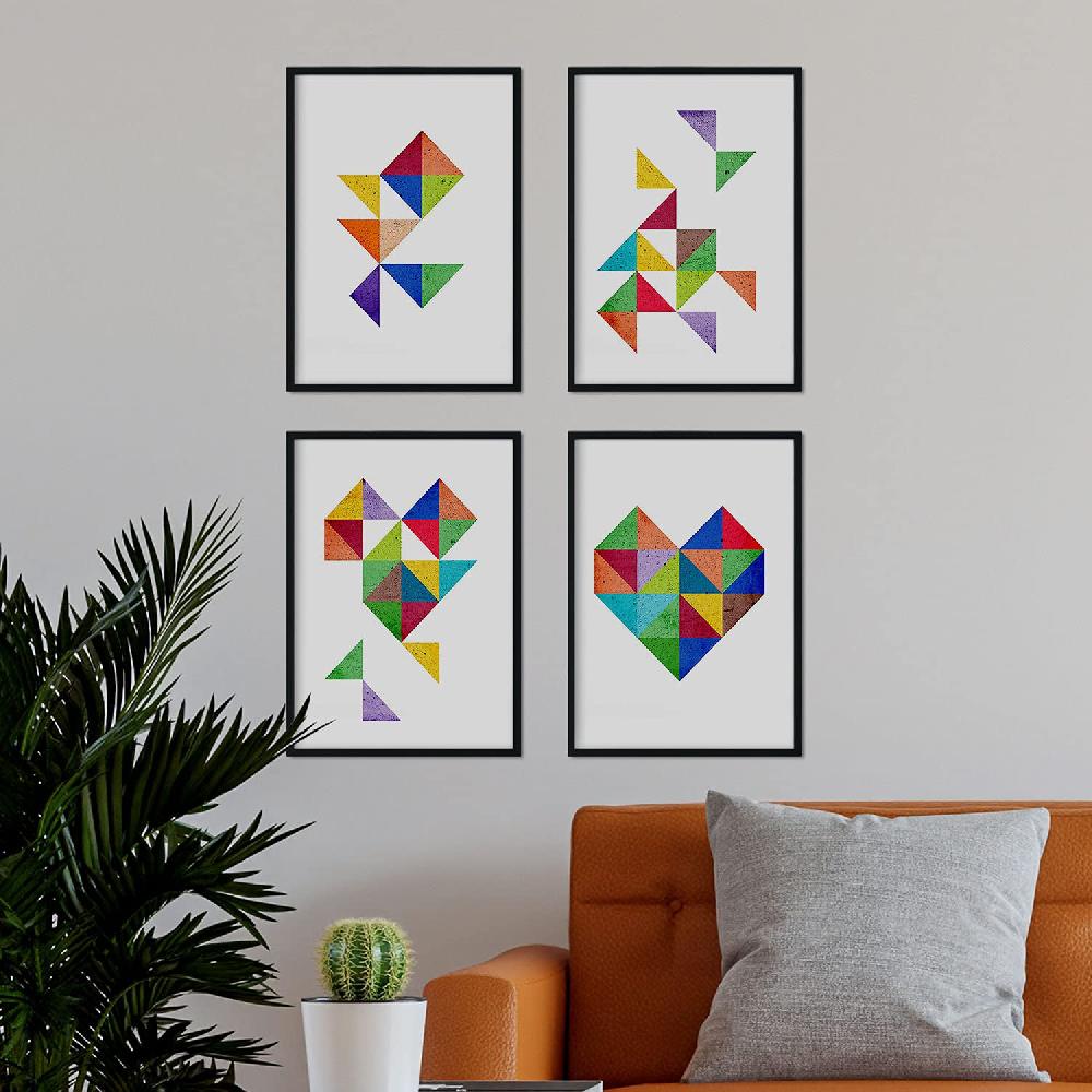 nacnic Set de 4 láminas geométricas de CORAZÓN estilo nordico Oferta especial de fábrica