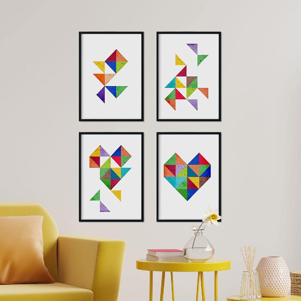 nacnic Set de 4 láminas geométricas de CORAZÓN estilo nordico Oferta especial de fábrica