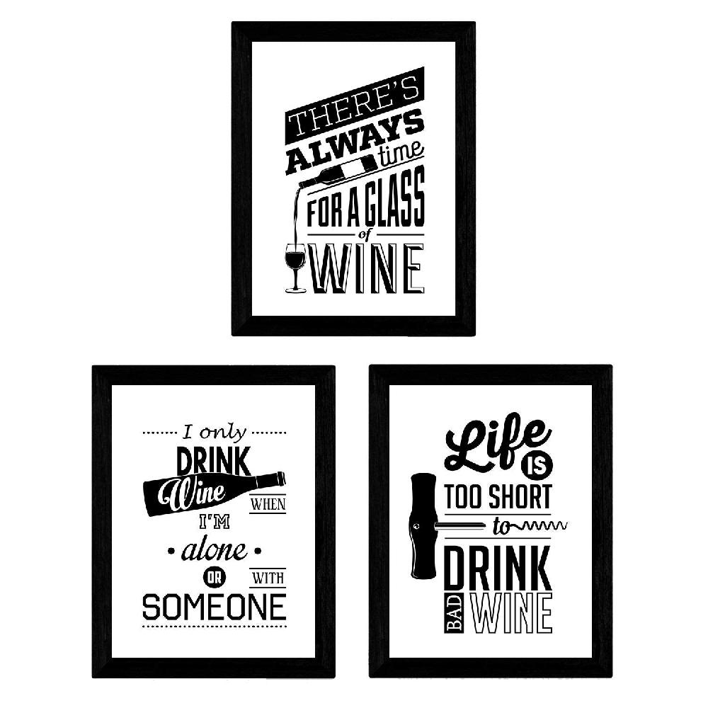 nacnic Set de láminas de vino blanco y negro