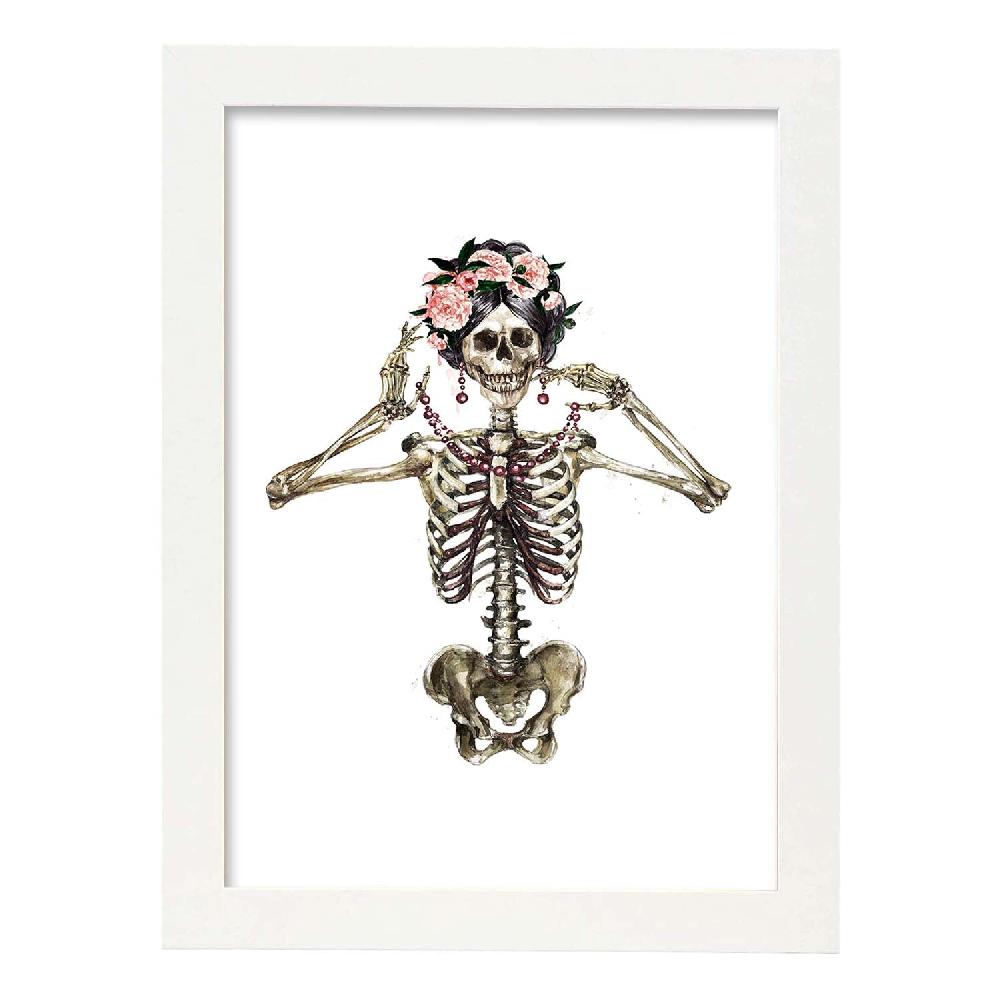 nacnic Lámina Esqueleto Chica con Flores En oferta