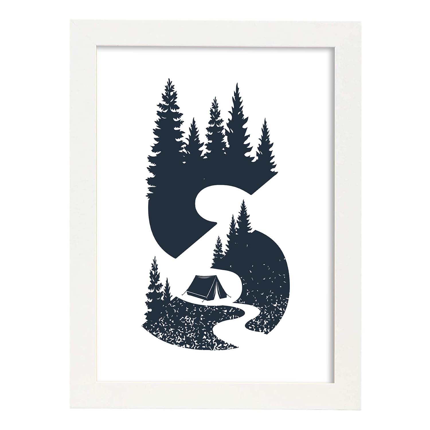 nacnic Póster Letra S con Bosque y Tienda de Campaña Libre de impuestos