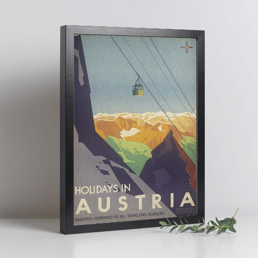 nacnic Lámina Vintage de Montañas Europeas en Navidad en Austria Oferta exclusiva