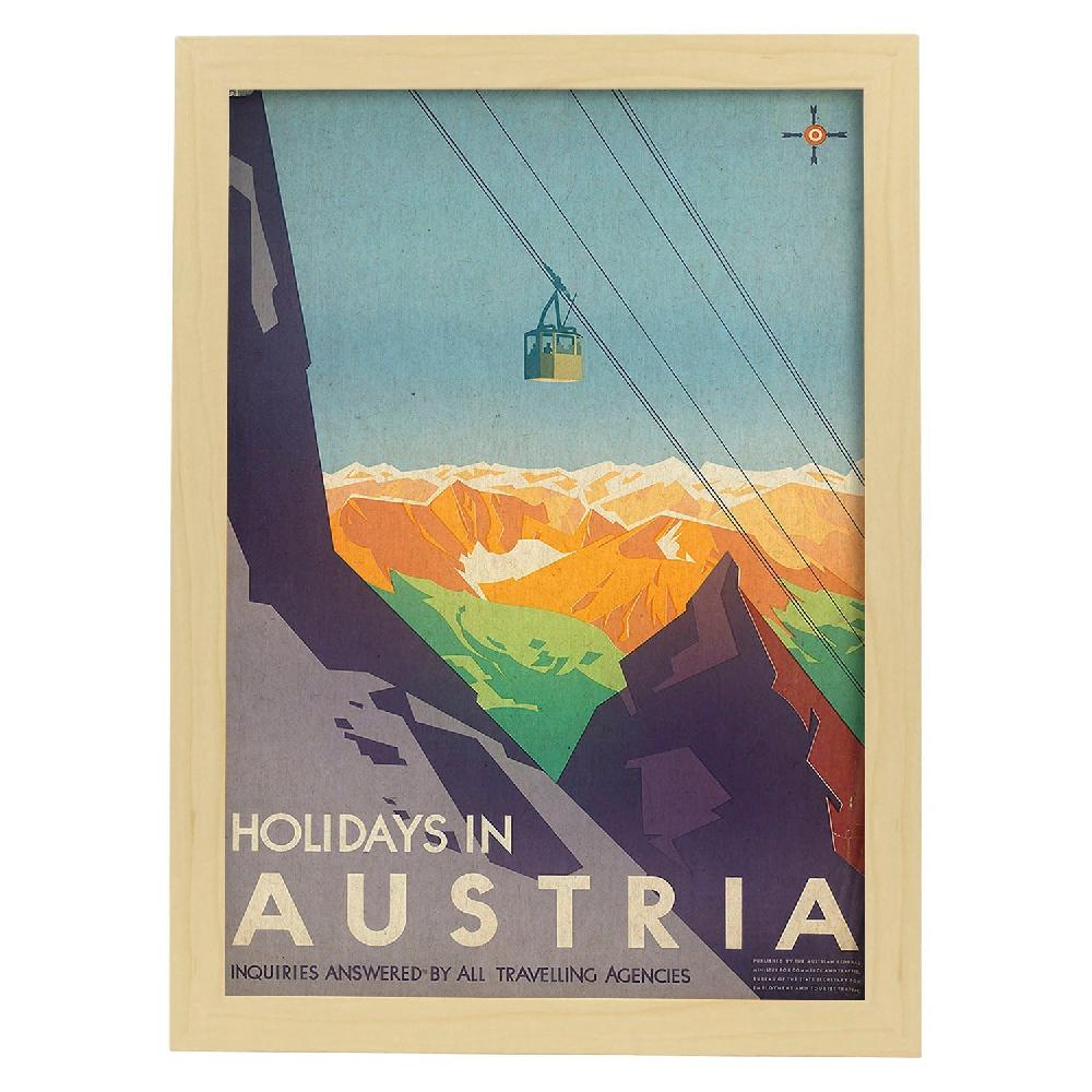 nacnic Lámina Vintage de Montañas Europeas en Navidad en Austria Oferta exclusiva