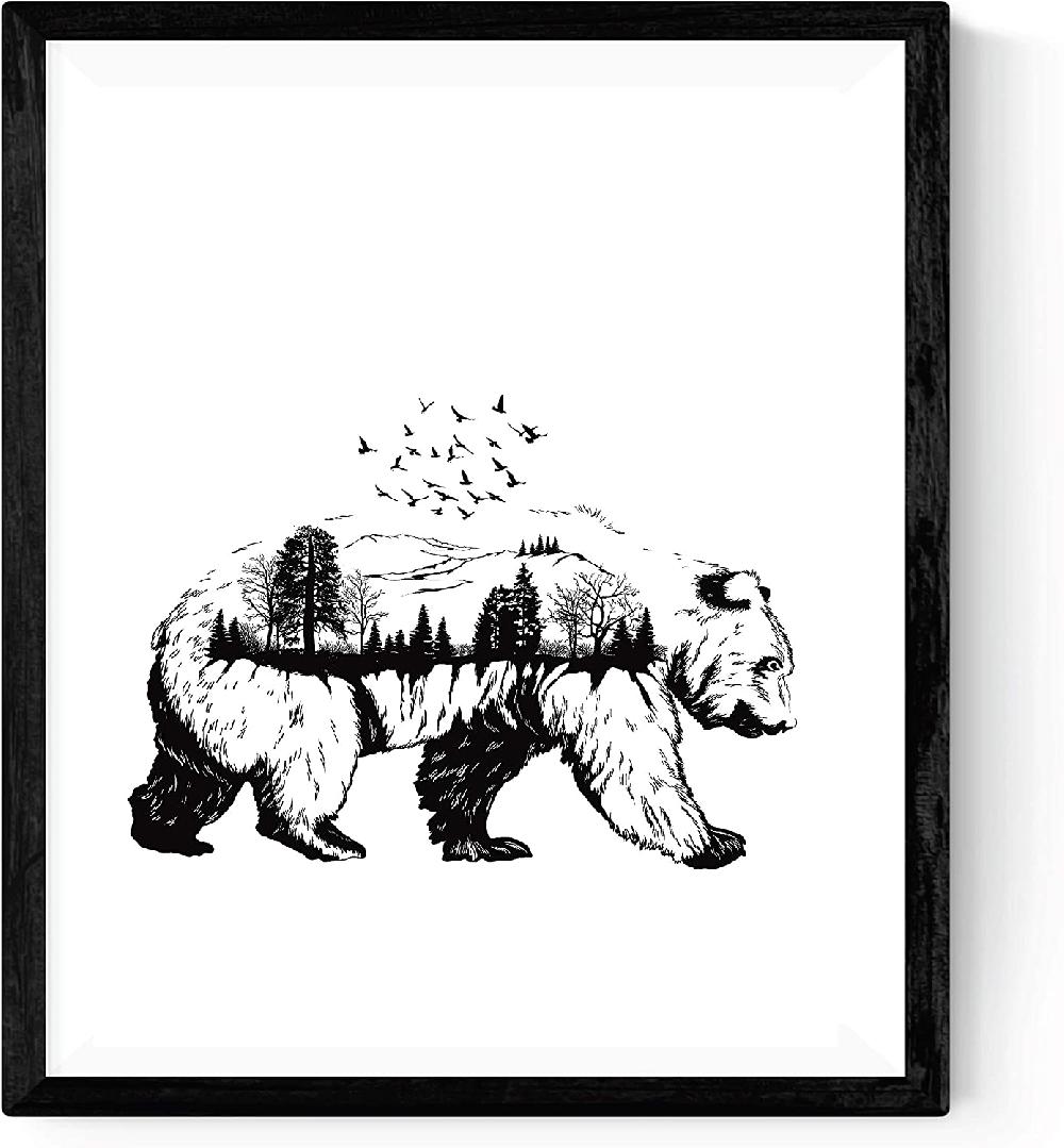 nacnic Set de Dos Láminas Estilo Nórdico con Oso y Ciervo en Blanco y Negro Descuento por venta flash