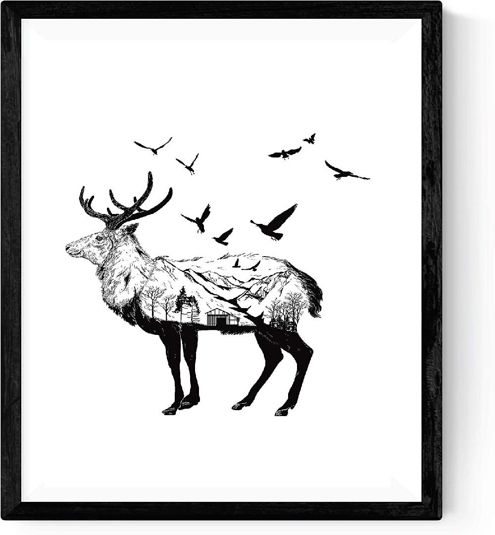 nacnic Set de Dos Láminas Estilo Nórdico con Oso y Ciervo en Blanco y Negro Descuento por venta flash
