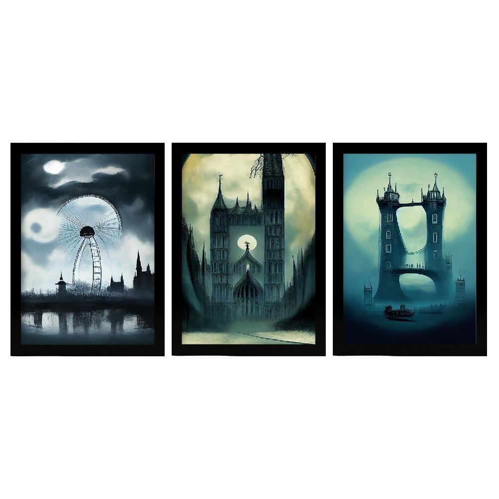 nacnic Ilustraciones estilo Burton de monumentos y ciudades Colección de 6 láminas para Diseño de Interiores y Decoración