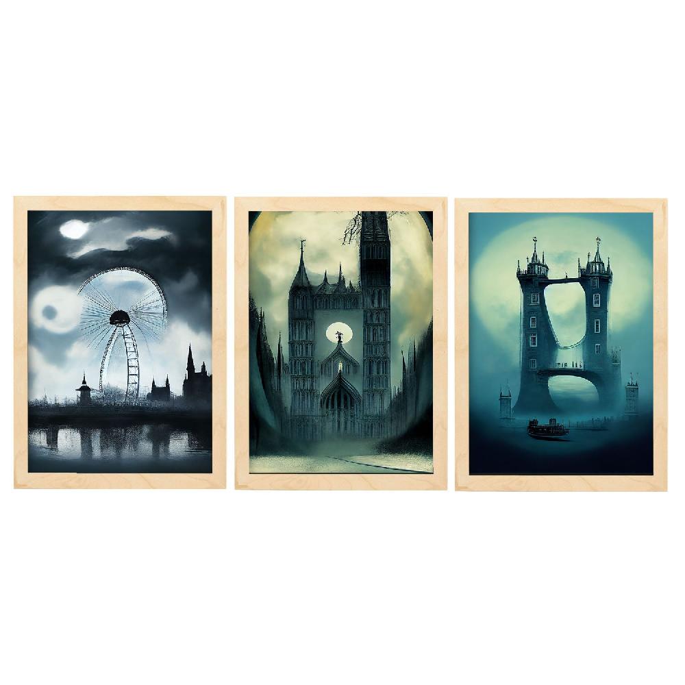 nacnic Ilustraciones estilo Burton de monumentos y ciudades Colección de 6 láminas para Diseño de Interiores y Decoración Grandes ahorros