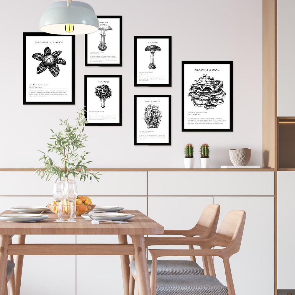 nacnic Composicion familias de setas blanco y negro En oferta