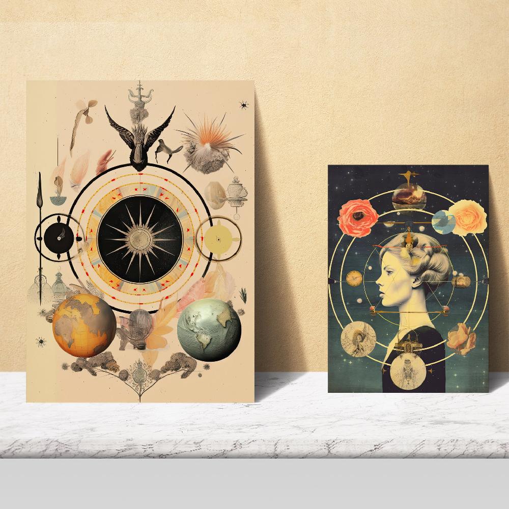 nacnic Collage surrealista estilo esoterico mistico beige y negro Envío gratis