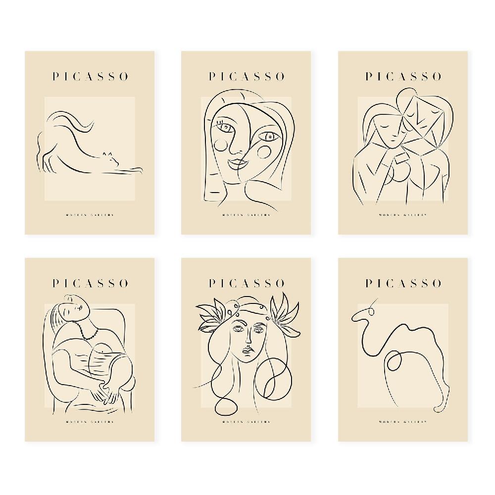nacnic Nacnic Set de 6 Láminas Decorativas de Picasso Modelo Femenino Limitado a 3 días