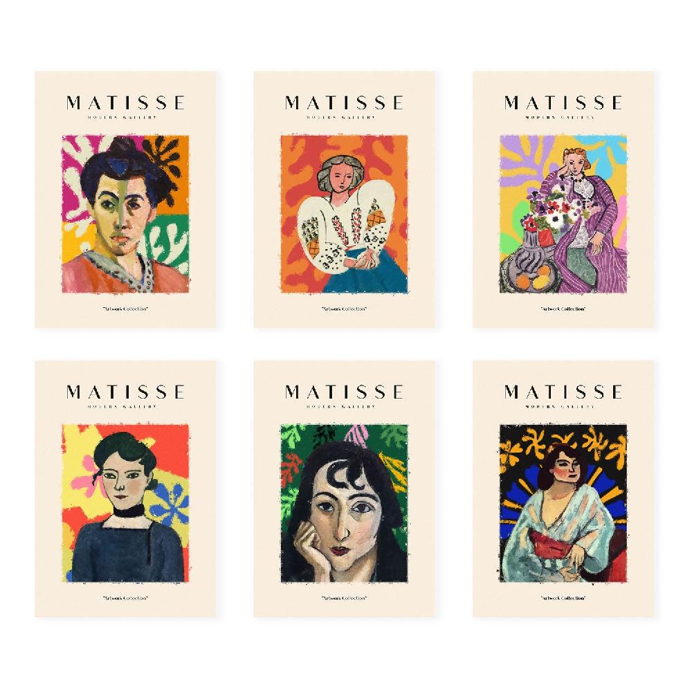 nacnic Nacnic Set de 6 Láminas Artísticas de Matisse Modelo Mujeres para Decoración de Interiores