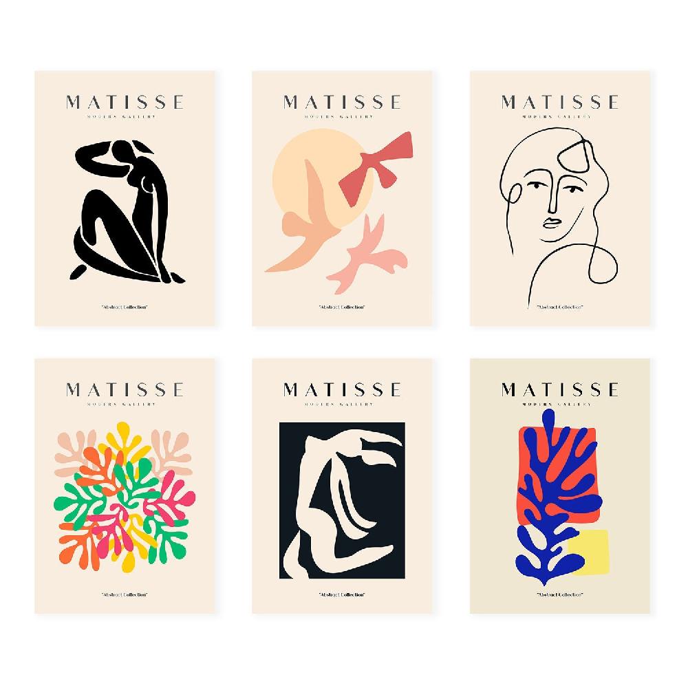 nacnic Nacnic Set de 6 Ilustraciones Artísticas de Matisse Modelo Siluetas en Laminas para Decoración de Interiores