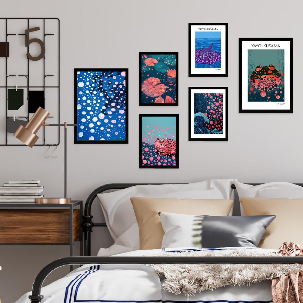 nacnic Lámina Yayoi Kusama Pez y Naturaleza Azul Japonesa Venta caliente