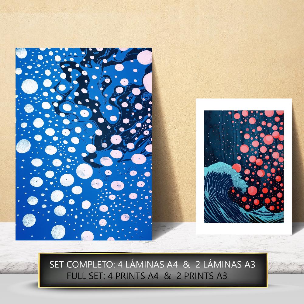 nacnic Lámina Yayoi Kusama Pez y Naturaleza Azul Japonesa Venta caliente
