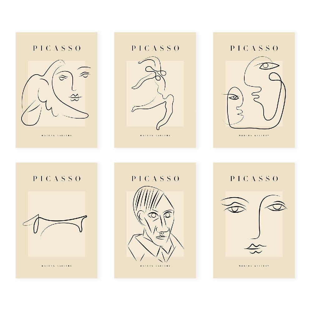 nacnic Nacnic Set de 6 Láminas Decorativas Picasso Colección Miradas Estilo Galería de Arte Moderno Rebajas de fábrica
