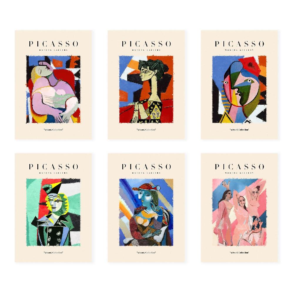 nacnic Nacnic Set de 6 Láminas Artísticas de Picasso Modelo Cuerpos Estilo Galería de Arte Moderno