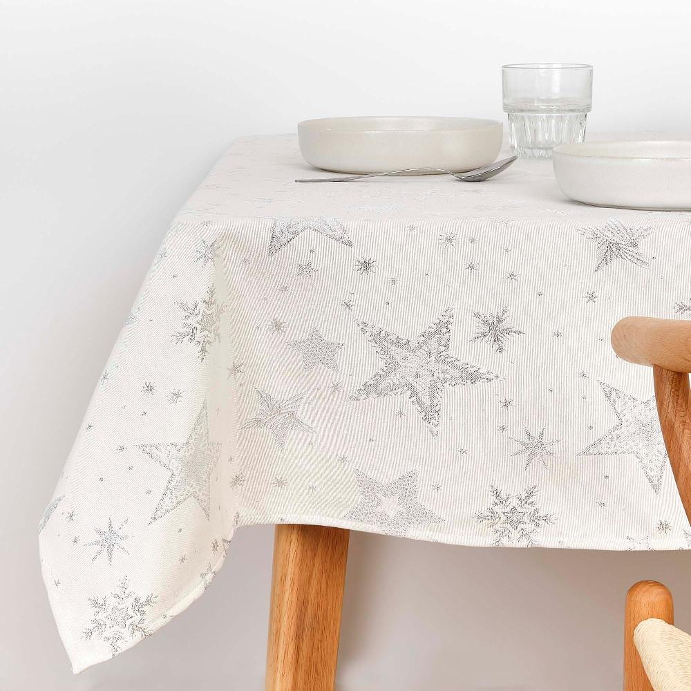 ripshop Mantel tacto tela jacquard 31114A Natural Plata Lurex – Ripshop