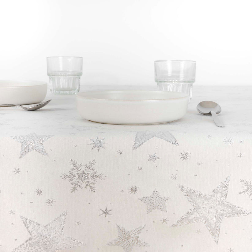 ripshop Mantel tacto tela jacquard 31114A Natural Plata Lurex – Ripshop Superdescuento