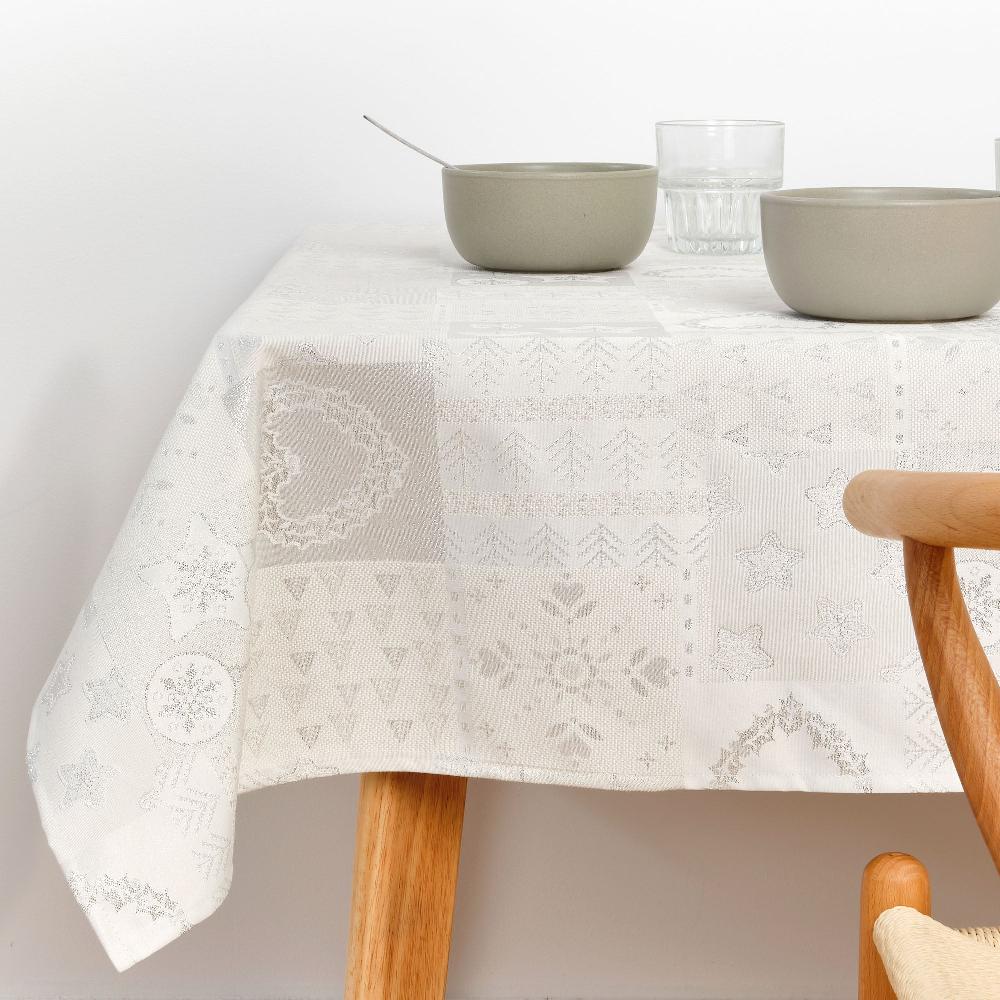 ripshop Mantel tacto tela jacquard R22120 Natural Plata Lurex – Ripshop