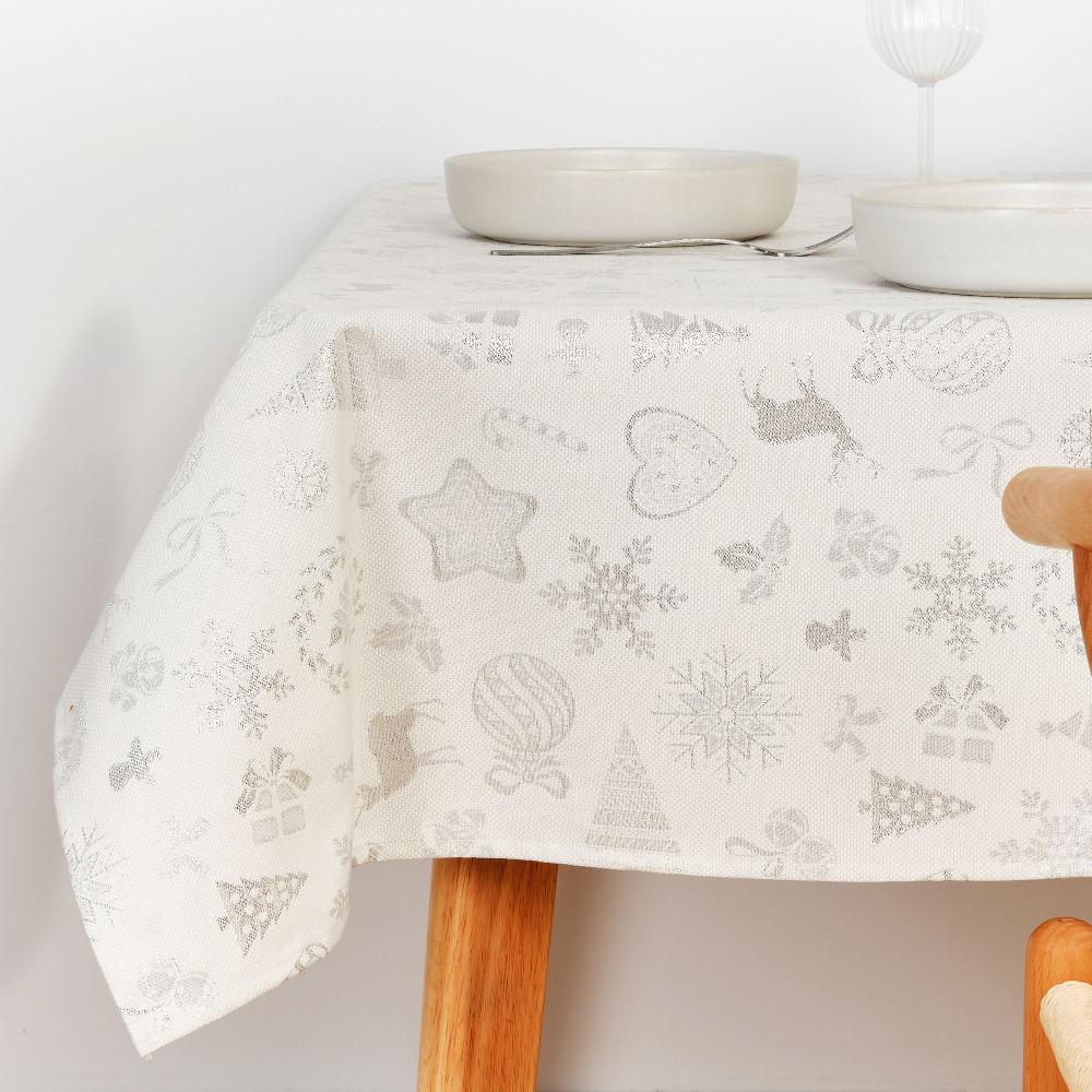 ripshop Mantel tacto tela jacquard R22119 Natural Plata Lurex – Ripshop