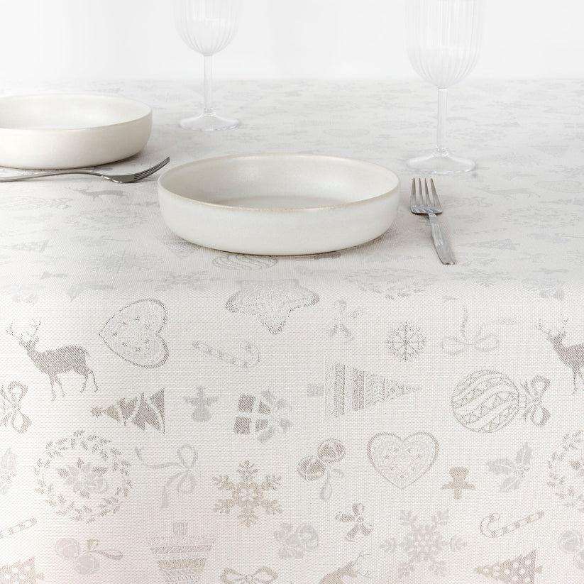 ripshop Mantel tacto tela jacquard R22119 Natural Plata Lurex – Ripshop Tienda