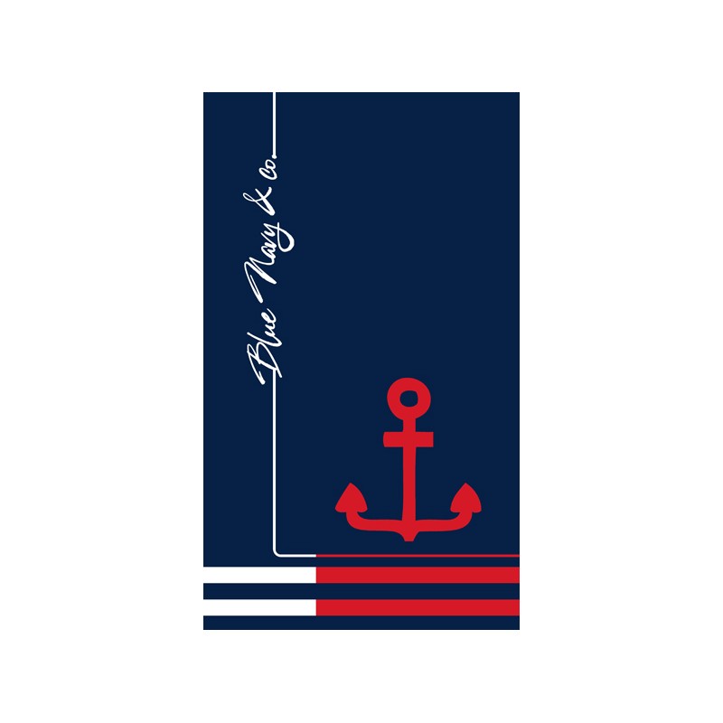 secaneta TOALLA 100X170 JACQUARD TERC.NAVY LINE ROJO