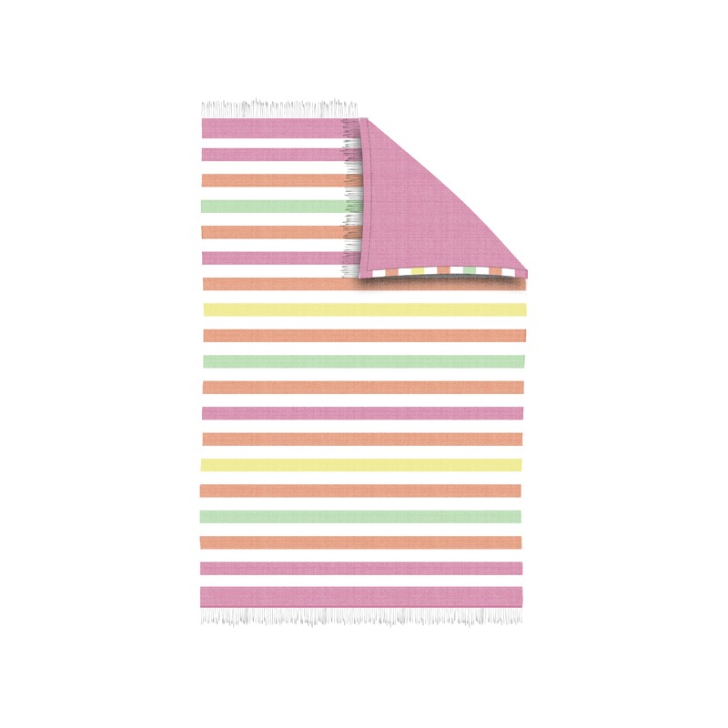 secaneta PAREO-TOALLA 100X150 RAYAS FLECOS KHERALA FUCSIA