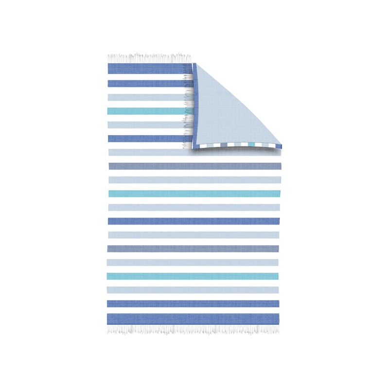 secaneta PAREO-TOALLA 100X150 RAYAS FLECOS KHERALA AZUL