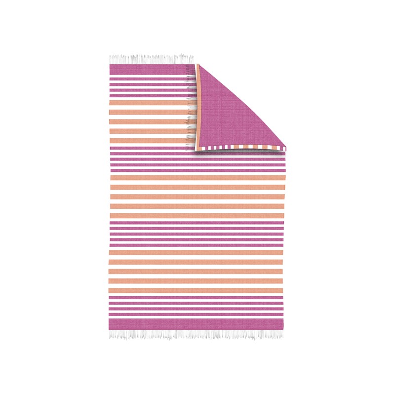 secaneta PAREO-TOALLA 100X150 RAYAS FLECOS JIMAI FUCSIA