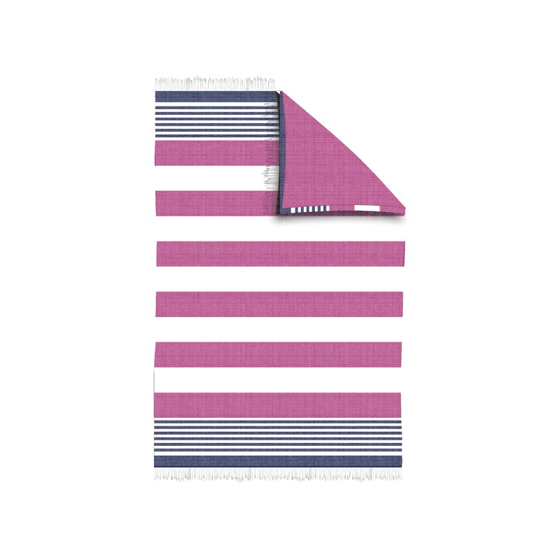 secaneta PAREO-TOALLA 100X150 RAYAS FLECOS LATIKA FUCSIA