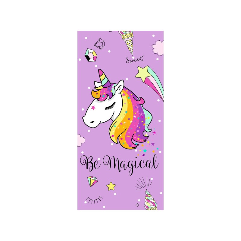 secaneta TOALLA 75X150 TERCIOPELO ESTAMPADA MAGICAL MALVA