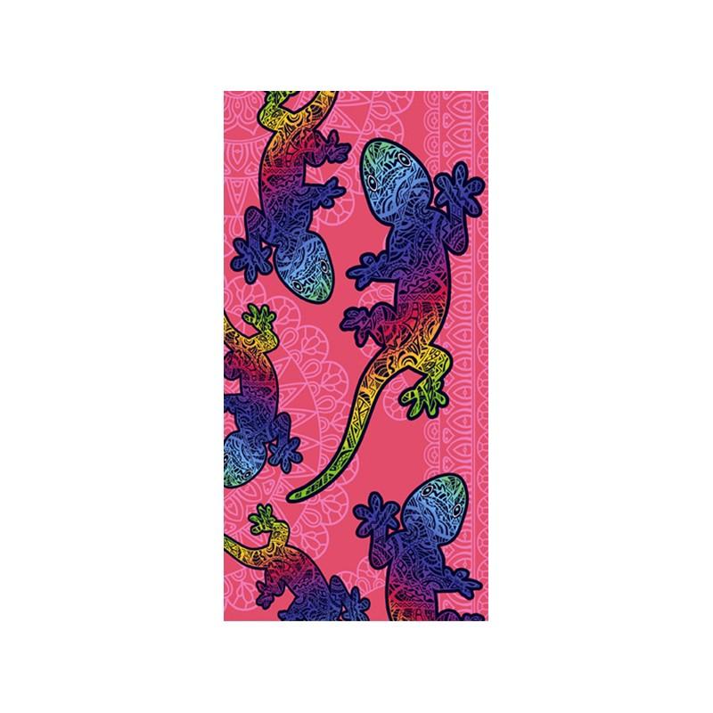 secaneta TOALLA 75X150 TERCIOPELO ESTAMPADA INDANA CORAL