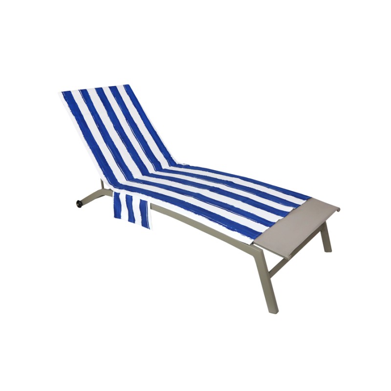 secaneta TOALLA TUMBONA 80X190 CM CON AJUSTES Y BOLSILLOS ESTRIBE AZUL