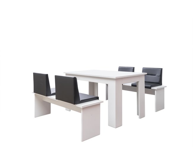Conforama Conjunto mesa y 2 bancos de cocina CITY blanco Rebajas de fábrica