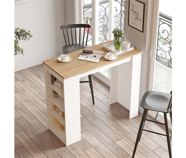 Conforama Mesa alta con 4 estanterías PERU madera y blanca Los más vendidos