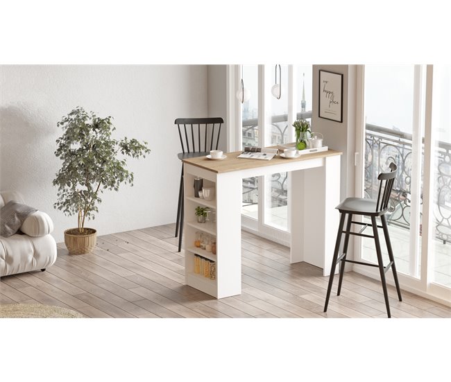 Conforama Mesa alta con 4 estanterías PERU madera y blanca Los más vendidos